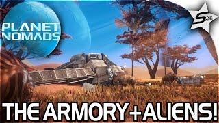 The ARMORY & BASE IMPROVEMENTS! - Our First ALIEN ENCOUNTER :O - Planet Nomads Gameplay Part 2