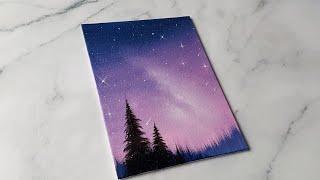 Easy way ro paint a purple night sky / acrylic painting ideas for beginners 