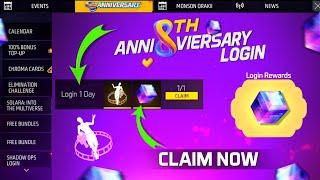 8th Anniversary Login Free Rewards | Free Fire 8th Anniversary Event | Free Fire New Event Today