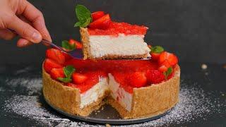 No oven! Delicious pie with cottage cheese and strawberries