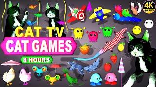 CAT GAMES | THE MOST FAVORITE VIDEO FOR CATS TO WATCH | CAT GAMES COMPILATION 4K 8 -HOURS | 