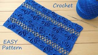 Обалденный ЦВЕТОЧНЫЙ УЗОР КРЮЧКОМ подробное вязание МК  SUPER EASY flower Pattern Crochet