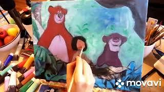 Time lapse Painting Mowgli, Baloo and Bagheera from the Jungle Book