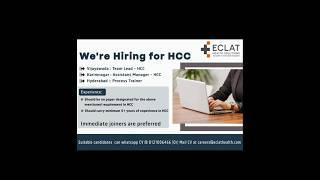 ECLAT Hiring HCC Medical Coding TL,AM and Process Trainer