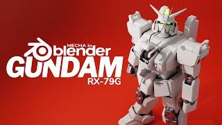 Mecha in Blender - RX-79 Gundam - 3D Modeling Timelapse (no audio)