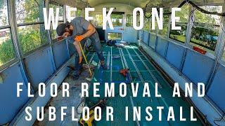 BUSLIFE || NEVER BUY A BUS WITH THESE RAILS! || Floor Removal and Subfloor Install