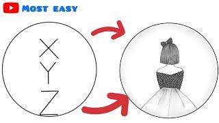 Very Easy Girl Drawing | Girl drawing step by step from XYZ | circle drawing| Girl in circle drawing