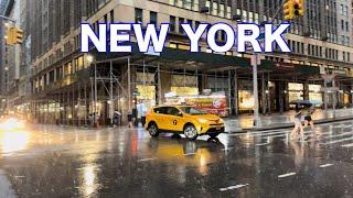 NEW YORK CITY Walking Tour [4K] - Park Avenue - Rainy Walk - Sunset Walk