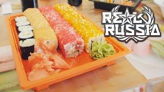 Unboxing of Sushi Rolls from Takeaway Shop. "Real Russia"