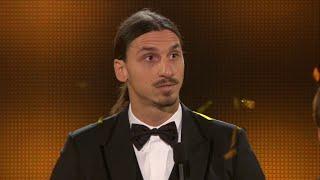 Ibrahimovic in tears while giving a speech about two Swedish footballers and brother who passed away