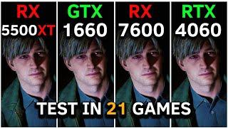 GTX 1660 vs RX 5500 XT vs RTX 4060 vs RX 7600 | Test in 21 Games | RYZEN 5 5600 | 2025