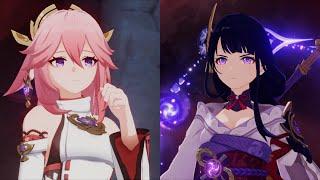 (SPOILER ALERT) Yae Miko Helps Traveler To Defeat Raiden Shogun Cutscene
