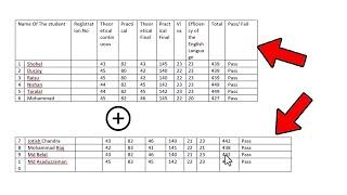 How to merge two tables in word vertically