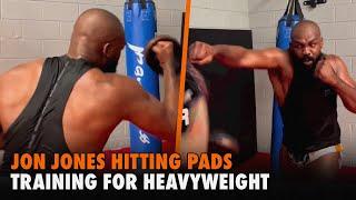 Jon Jones hitting pads training for Heavyweight debut