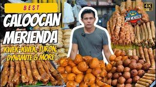 [4K] CALOOCAN STREET FOOD MERIENDA | Kwek-Kwek, Fishballs, Kikiam, Dynamite & More