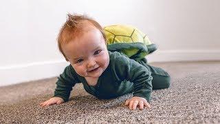 NiKO LEARNS TO CRAWL - new Family Night routine with baby brother 