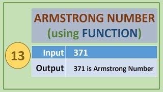 13. C Programs : ARMSTRONG NUMBER [using FUNCTION]