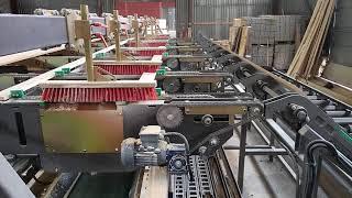 Planing line mechanization. Multi head cross cut saws. Automated stacker.