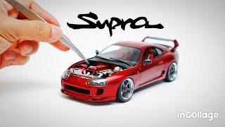 BUILDING A TOYOTA SUPRA MODEL CAR. 1/24 Tamiya plastic model kit.