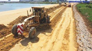 Full Processing CAT 140G Motor Grader Operating Techniques Cutting | Spreading Build New Road Part2