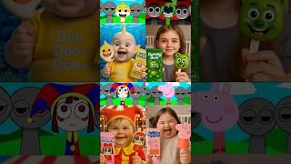 All Sprunki incredibox OC - Baby Shark X Gummy Bear X Pomni XPeppa Pig Eats Ice Cream In Real Life!