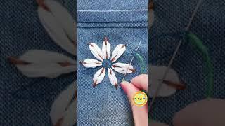 Hand Embroidery: 3D flowers.Amazing Embroidery Stitches For Beginners /Guide to Sewing. #shorts