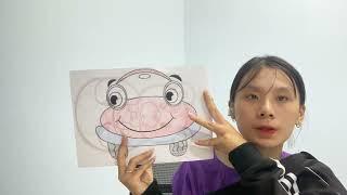 Coloring book with cute pink frog picture