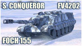 FV4202, Foch 155 & Super Conqueror • WoT Blitz Gameplay