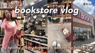 *cozy* fall bookstore vlog ️️ spooky decor shopping, unhauling books, new thrillers, & more! 