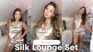 Ekouaer Silk Lounge Dress Try On & Review