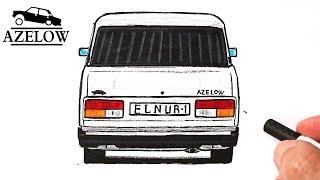 How to draw a VAZ 2107 car | Azelow