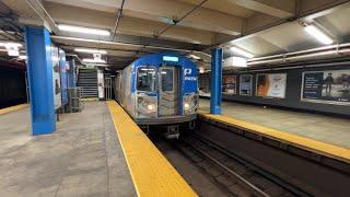 New York, New York - PATH Train arrives at the 33rd Street Station