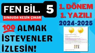 5. Sınıf Fen Bilimleri 1. Dönem 1. Yazılı 2024 2025 Açık Uçlu Sorular