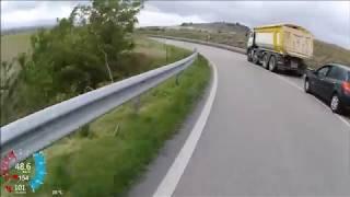 Dangerous overtaking crazy cyclist