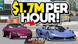 The *FASTEST* WAY TO GET RICH IN DRIVING EMPIRE 2025!! ($1.7 MILLION PER HOUR BEST Grinding Method!)