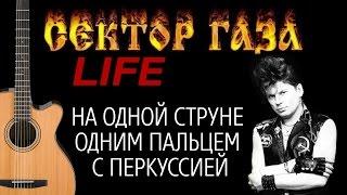 Сектор газа – Life (на гитаре на одной струне одним пальцем с перкуссией)