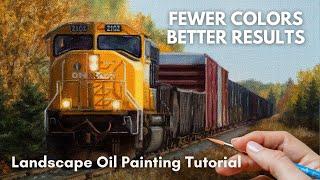 How to Paint a Realistic Landscape with Only 4 Colors || Limited Palette Oil Painting Tutorial