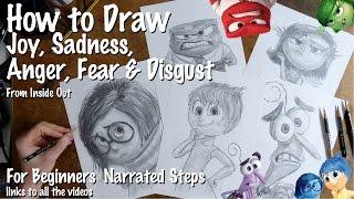 How to Draw Joy, Sadness, Anger, Fear and Disgust from Inside Out for beginners