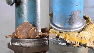 Snickers Vs Mars Crushing Test using Hydraulic Press