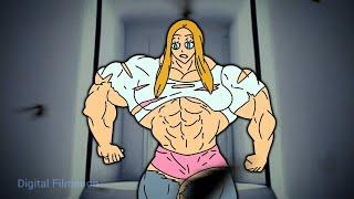 Blonde Girl Muscle Growth with Clothes Tearing - Lets make her Big 