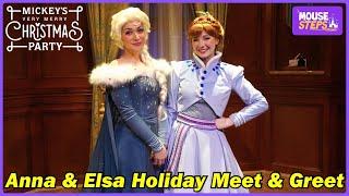 We Meet Anna & Elsa in New Holiday Outfits During Mickey's Very Merry Christmas Party 2024 - Frozen