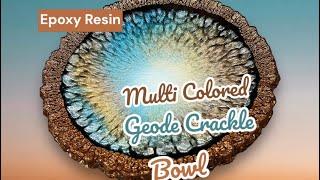 #403 EN: Multi Colored Geode Crackle Bowl | #epoxyresin