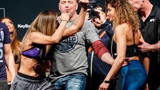 Pearl Gonzalez vs. Cynthia Calvillo UFC 210 Weigh-in Staredown - MMA Fighting