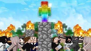 BATTLING RAINBOW STEVE ON MY SERVER IN MINECRAFT!