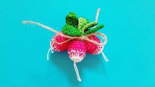 «Букет Редисок» брошь крючком. «Bouquet of Radishes» crochet brooch.