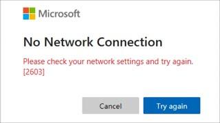 OneDrive Sign-In Error - No Network Connection Error - Error Code 2603 - Fix