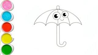 Cute Umbrella Drawing, Painting & Coloring For Kids Toddlers_ Kids Art