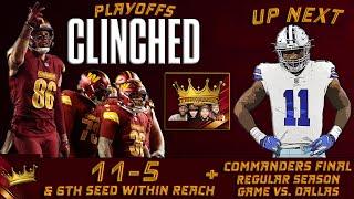  Commanders Kings LIVE!  | PLAYOFFS CLINCHED w/6 Seed in Sight + 11 Wins For 1st Time Since 91'