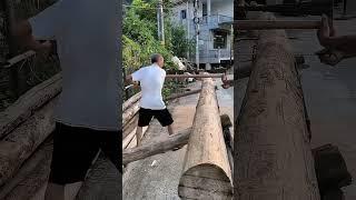 traditional technique of sawing Wood for making a small boat !