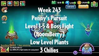 PvZ2 Penny's Pursuit Week 243 (BoomBerry) - Level 1-5 & Boss Fight - 3 Chilies